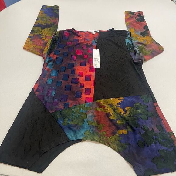 NWT Violet Ruby Top Blouse Lagenlook Stained Glass Size Medium New - Picture 6 of 10